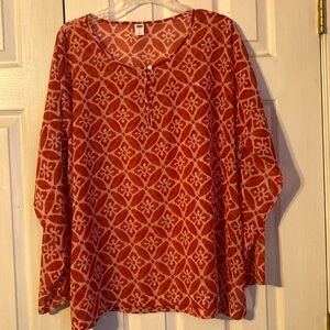 Lane Bryant ladies long sleeve slightly sheer blouse; size: large EUC